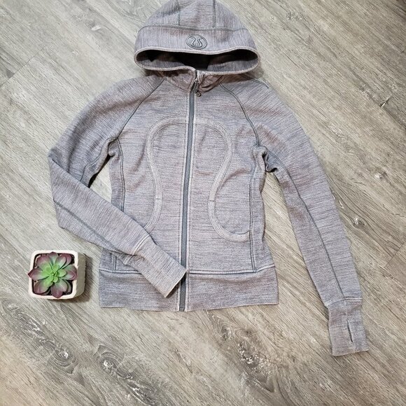 Lululemon Scuba Hoodie Grey Slub Denim Sz 4 - Picture 1 of 12